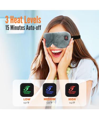 Heated Eye Mask for Dry Eyes - Cordless Warm Compress 3 Temp Settings Washable 1000mAh - Perfect Gift for Friends (Grey - Buy Online on GoSupps.com
