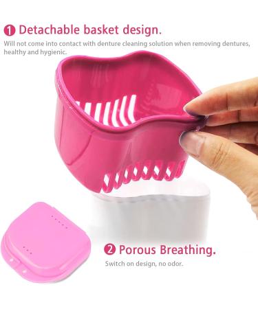 Buy Portable Denture Storage Box - Presses Container with Sieve for Travel | Red & Pink Prosthesis Cleaner - Buy Online on GoSupps.com