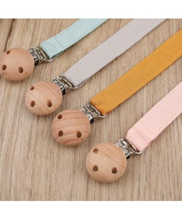 GLASSNOBLE Pacifier Chain - Natural Wooden Baby Clips & Cotton Linen Holder M101 | International Shipping Available - Buy Online on GoSupps.com