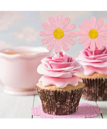 Rsstarxi 24 Pack Daisy Cupcake Toppers Baby Shower Birthday Chrysanthemum Party Cupcake Picks for Daisy Flower Theme Spring Birthday Wedding Party Cake Decorations Pink Design 1 Pink - Buy Online on GoSupps.com