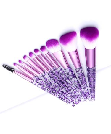 10 Pieces Crystal Glitter Makeup Brushes Premium Synthetic Fiber Makeup Brush for Foundation Powder Concealers Blush and Eyeshadow (Purple) - Buy Online on GoSupps.com