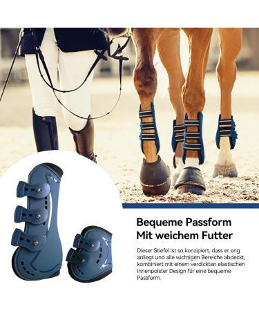 Free Gaiters & String Caps - 4-Set Gaaten Horse Impact Protection Boots for Jumping Riding & Dressage - Neoprene Tendon Guards in Size L Blue - Buy Online on GoSupps.com