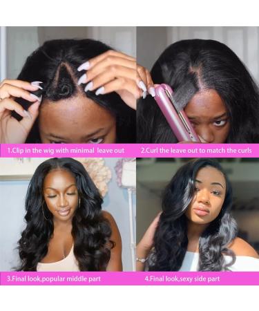 ScentW V Part Body Wave Synthetic Wig 24inch Black Hair - U Part Upgrade, Glueless Clip-In Half Wig for Women - No Leave Out Thin Part - V Shape Wigs 1B 24 - Buy Online on GoSupps.com