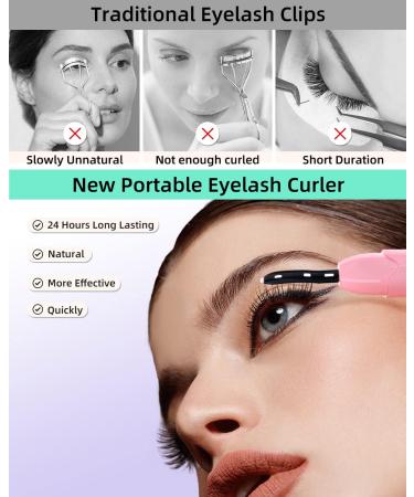 Heated Eyelash Curler - Portable & Rechargeable with Intelligent Power Off | Quick Heating 24H Long Lasting - Pastel Pink - Buy Online on GoSupps.com