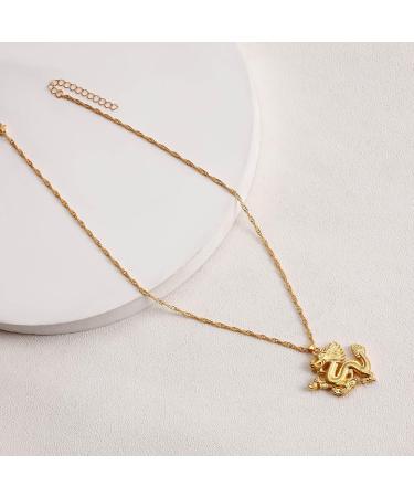 Oralgo's Elegant Dragon Trailer Necklace - Stylish Chinese Alloy Collarbone Chain for Everyday & New Year Decoration - Buy Online on GoSupps.com