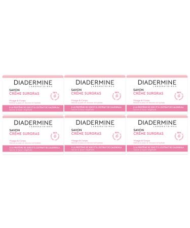 Diadermine - Savon Visage et Corps Surgras - Enrichi en Prot ine de soie et Extrait de Calendula - Nettoie la Peau sans la d ss cher - Peaux S ches - Savon de 100g - Lot de 6