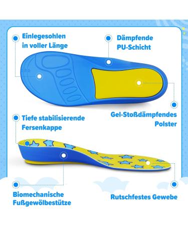 Popzoom Children's Orthopedic Shoes for Flat Feet | Inserts for Plantar Fasciitis & Overpronation - Blue M (EU27-29) - 205mm - Buy Online on GoSupps.com