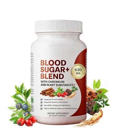 Blood Balance Formula Blood Sugar Blend - containing Cinnamon Chromium and Ginseng All-Natural Ingredients Non-GMO 60 Capsules