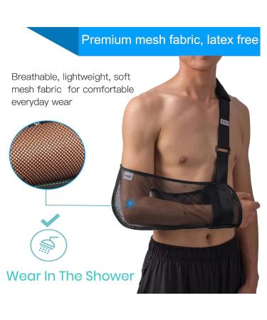 Mesh Arm Shoulder Sling | Medical Shoulder Immobilizer for Shower | Adjustable Arm Brace for Torn Rotator Cuff Injury | Unisex Right & Left Arm Support - Buy Online on GoSupps.com