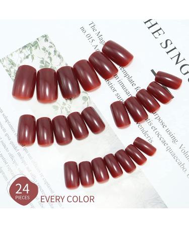 768 Pcs Medium Square Press on Nails Set | Acrylic Short Fake Nails Full Cover | Artificial Nails Solid Color | Adhesive Tabs & Nail File Included - for Women - Buy Online on GoSupps.com