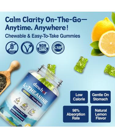 L-Theanine Gummies 400mg Chewable Theanine Supplement for Adults & Kids 4+ Natural Stress Relief zzZ & Focus Supplement Vegan Low Sugar Non-Drowsy Lemon Flavor 60 Chewables 1 Count (Pack of 60) - Buy Online on GoSupps.com