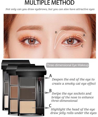Eyebrow Powder Makeup Kit-3 Colors Eye Brow Tinted Powder Palette Long-Lasting Waterproof Dark/light Brown Brow Filler Fill & Sculpt Full Eyebrows for Women With Mirror Brow Brush & Tool-Set 02 - Buy Online on GoSupps.com