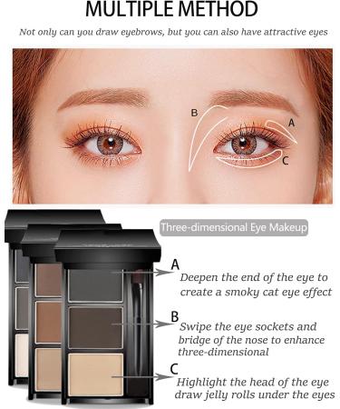 Eyebrow Powder Makeup Kit-3 Colors Eye Brow Tinted Powder Palette Long-Lasting Waterproof Grey Brown Series Brow Filler Fill & Sculpt Full Eyebrows for Women With Mirror Brow Brush-Set 03 - Buy Online on GoSupps.com