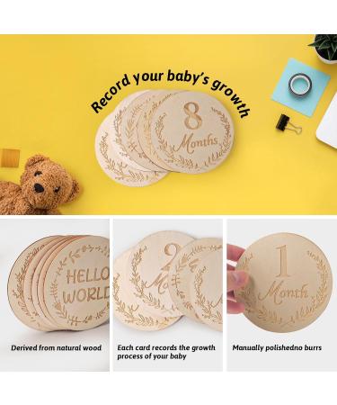 DBREAKS Baby Milestone Cards - 14 Wooden Photo Props for Monthly Milestones Perfect Gift for Pregnant Women & New Parents | Arabic Digits - Buy Online on GoSupps.com