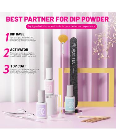 Aokitec 8 Colors Dip Powder Nail Kit - Pink Lady Series | Complete DIY Manicure Set for Valentine's Day - Includes Dip Powder Base Activator & Top Coat - Buy Online on GoSupps.com