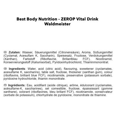 Best Body Nutrition Vital Drink Zerop - Waldmeister Syrup Sugar-Free Concentrate (1:80 Ratio 80L Total) - 2 Pack - Original Beverage Concentrate - Buy Online on GoSupps.com