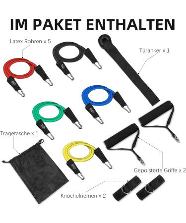 Buy Premium Fitness Straps & Resistance Bands Set | Strength Training Equipment for Home Gym Yoga & Pilates - Multicolored Rubber Bands - International Shipping Available - Buy Online on GoSupps.com
