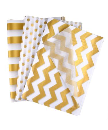MIAHART 60 Pcs Gold White Tissue Paper Bulk 3 Style Decorative Metallic Wrapping Paper for Gift Bags Birthday Christmas Party Decoration  DIY Arts Crafts Gold Dot Wave Design Patterned(60 Sheet) - Buy Online on GoSupps.com