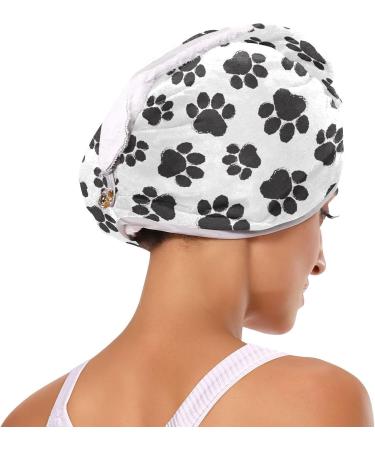 Black Graffiti Paw Dry Hair Cap Set - Quick Drying Towel & Button Headband | Super Absorbent Soft & Comfortable - International Shipping Available - Buy Online on GoSupps.com