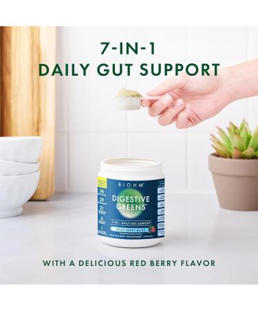 BIOHM Essential Digestive Greens | Best Green Superfood Powder with Antioxidants Probiotics & Enzymes Enhance Digestion & Wellness - Buy Online on GoSupps.com