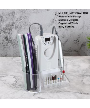 Nail Drill Holder 6.3in Grinding Bit Storage Box Transparent Nail Drill Bit Holder Plastic Nail Drill Tool Organizer Manicure Tools Display Box for Nail Tech Supplies - Buy Online on GoSupps.com
