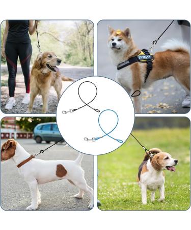 2 Pack Chew Proof Dog Leash Extension Metal Cable Lead Non-Tangle Connect Leash for Any Leash Heavy Duty Dog Leash Extender for Collar & Harness (Black+Blue) - Buy Online on GoSupps.com