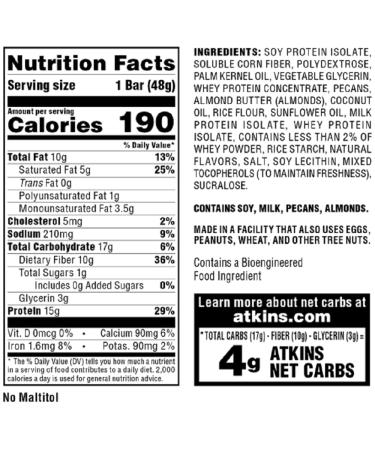 Atkins Vanilla Pecan Crisp Protein Meal Bar - Keto Friendly (5 Count) - Buy Online on GoSupps.com