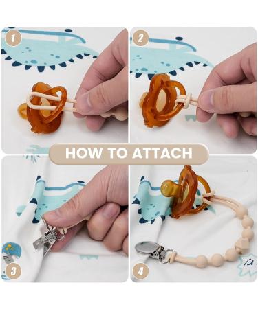 LORUIBUI Pacifier Clips for Boys - Silicone Paci Clip Set for Teething Relief - 2 Pack Beige+Grey - Baby Shower or Birthday Gift - Buy Online on GoSupps.com