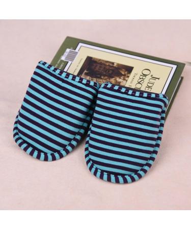 Keenso Reisen Foldable Slippers - Soft Cotton Slide-Resistant Indoor & Travel Slippers for Men | Portable & Reusable Light Blue Stripes - Buy Online on GoSupps.com