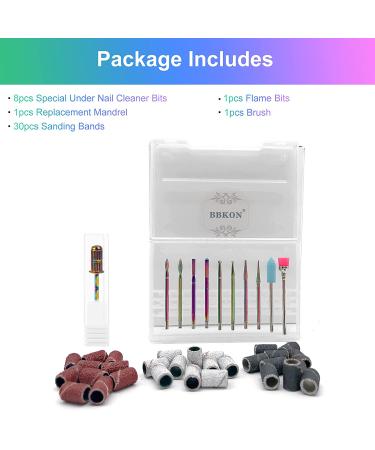 BBKON Professional Tungsten Carbide Nail Drill Bits Set - 10pcs Bits, 30pcs Sanding Bands & Replacement Mandrel for Acrylic Nails Removal & Manicure Shaping - Home & Salon Use - Buy Online on GoSupps.com