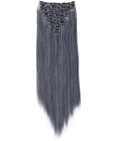 CAISHA by PRETTYSHOP XXL 24 8 Pieces Straight Ombr Gray Mix Clip In Hair Extensions - #1 Tray CES17 - Buy Online on GoSupps.com