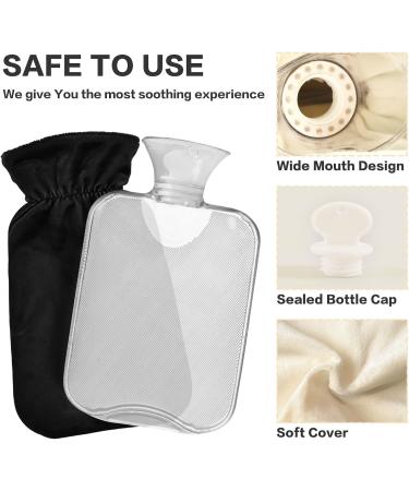 Black Hot Water Bottle with Cover - 2L Heating Bag for Pain Relief | Hand & Feet Warmer for Adults | International Shipping Available - Buy Online on GoSupps.com