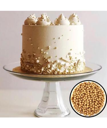 Select Edible Pearls Baked With Love | 130g | Gold Sugar Cake Sprinkles Edible Cake Decorations Sugar Balls For Cupcakes- Perfect for Weddings Christenings & Parties - Buy Online on GoSupps.com