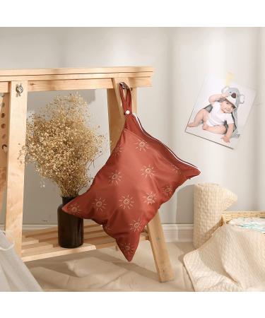 Waterproof Reusable Wet Dry Bag for Cloth Diapers | 2 Zippered Pockets | Summer Travel Baby Diaper Bag - Brown Sun - Buy Online on GoSupps.com