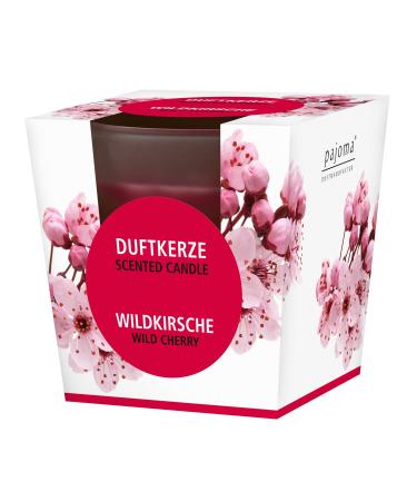 Pajoma fragrance candle wild cherry - in satin glass |120g of wax weight burning time: 25 hours in a noble gift packaging |Premium quality wild cherry 1