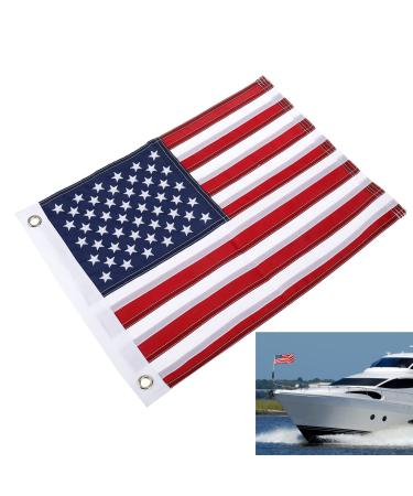 WerkWeit American Boat Flag with Embroidered Stars 12x18 inch Heavy Duty Nylon Sewn Stripes Widely Used for Yacht Boat and other Outdoor Uses