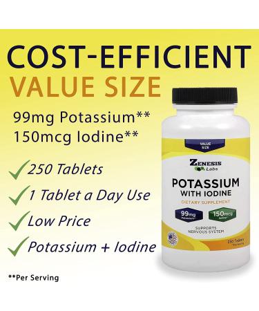 POTASSIUM GLUCONATE with IODINE KELP 99mg - Leg & Muscle Cramp Relief - Blood Pressure Support | 250 Tablets - Buy Online on GoSupps.com