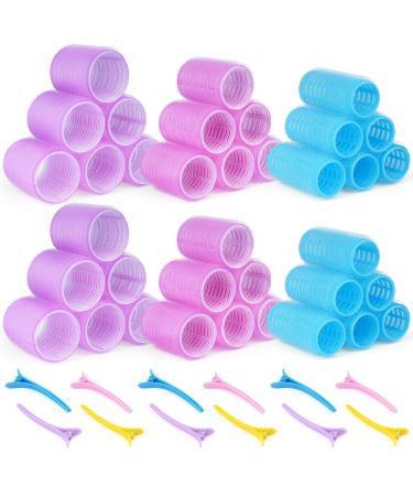 URAQT Hair Rollers 36pcs Hair Curlers Styling Kit with 12pcs Hair Pins Large Medium Small Self Grip Rollers for Long and Short Hair No Heat Damage DIY Hair Styling Tools (48mm 36mm 25mm) 48pcs/Purple
