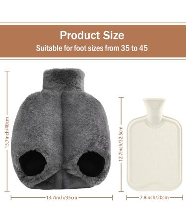 Mokani 2-in-1 Foot Warmer | Electric-Free Heating | Soft Flannel Cover & 2L Rubber Hot Water Bottle for Pain Relief | Perfect for Men & Women | Gray 40x35cm - Buy Online on GoSupps.com