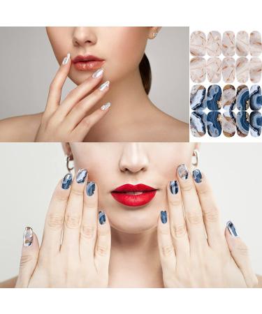 PULABO16 Sheets Marble Full Cover Nail Wraps Strips 224 Pieces Marble Printed Nail Art Polish Stickers Self-Adhesive Nail Manicure Decal With 4 Pieces Nail Files For Women Girls Nail Art Diy Attractive and Fashion - Buy Online on GoSupps.com