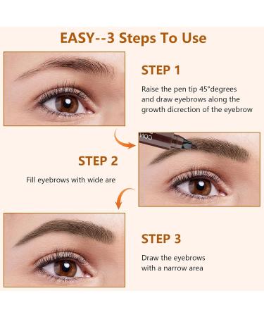 PIWOSGOL 3 PCS Waterproof Eyebrow Pencil Microblading Eyebrow Pen with 4 Dots Waterproof Eyebrow Pencil Fine-Stroke & Long Lasting Creates Natural Eyebrow Hairs -3 Colors - Buy Online on GoSupps.com