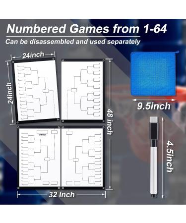 Yexiya Sports Basketball Poster Set with Dry Erase Board - 4 Pcs Team Bracket Wall Poster, Marker & Cleaning Cloth - Buy Online on GoSupps.com