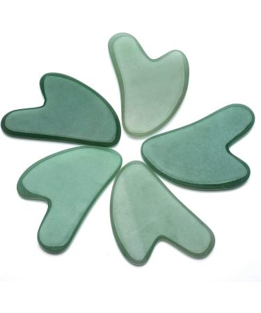 Jovivi 2 Pcs Rose Quartz Green Aventurine Gua Sha Massage Tools Set - Natural Crystal Stone Face & Body Guasha Board - Heart Shape Face Massager for Acupuncture Therapy - Buy Online on GoSupps.com