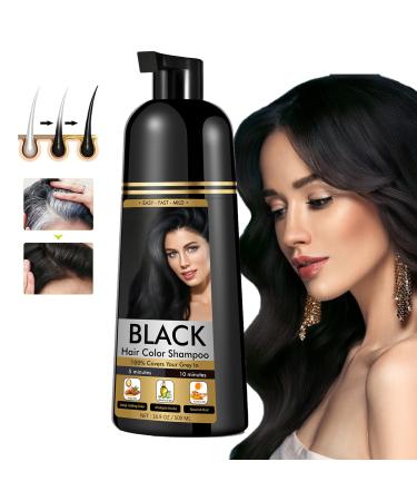Black Hair Dye Shampoo for Men & Women Hair Dye Color Shampoo 100% Gray Coverage Suitable for All Hair Types Gentle Nourishing Formula herbal Ingredients (500ML)