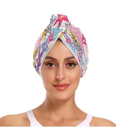 Colorful Doodle Star Dry Hair Cap & Button Headband Set | Quick Drying Super Absorbent Towel | Soft & Comfortable | International Shipping Available - Buy Online on GoSupps.com
