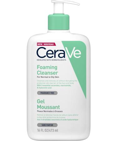 CeraVe Foaming Cleanser for Normal to Oily Skin 473ml with Niacinamide and 3 Essential Ceramides 473 ml (Pack of 1) - Buy Online on GoSupps.com