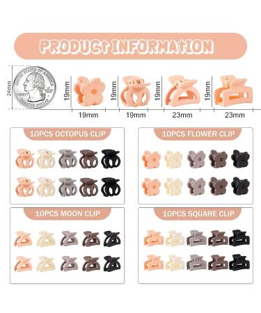 40PCS Mini Hair Claw Clips - Cute Flower Hair Clips for Thin Thick Hair - Matte Octopus Hair Jaw Clamps - Nonslip Hair Accessories for Women, Girls, Kids - Color-1 - Buy Online on GoSupps.com
