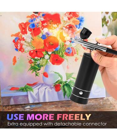 Rechargeable Airbrush Kit with Compressor - Portable High Pressure Air Brush Gun with 0.3mm Nozzle for Painting, Tattoos, Nail Art, Makeup, Cake Decorating - Black - Buy Online on GoSupps.com