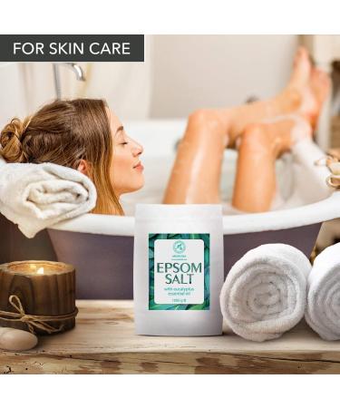 Epsom Bathing Salt with Eucalyptus Oil - 1kg Natural Mineral Salt for Relaxation & Aromatherapy | Premium Magnesium Sulfate - International Shipping - Buy Online on GoSupps.com