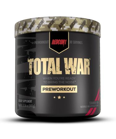 Redcon1 - Total War Preworkout Powder - Strawberry Kiwi - 30 Servings - Insane Energy, Laserlike Focus, Insane Endurance (Strawberry Kiwi)